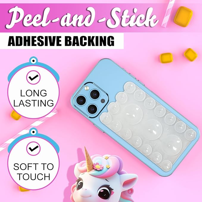2024 Upgrade 2PCS Silicone Suction Cup Phone Case Adhesive Mount,Adhesive Grip, Sticky Suction Cup Phone Holder & Suction Phone case Holder TikTok & Selfies (Transparent, 3+16 Single Sided)