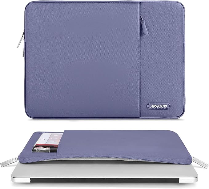 MOSISO Laptop Case 14 inch, 14 inch Laptop Sleeve Compatible with HP Lenovo Dell ASUS Acer, HP Stream, Dell Latitude, Lenovo IdeaPad, Polyester Vertical Computer Sleeve Bag with Pocket, Lavender Gray