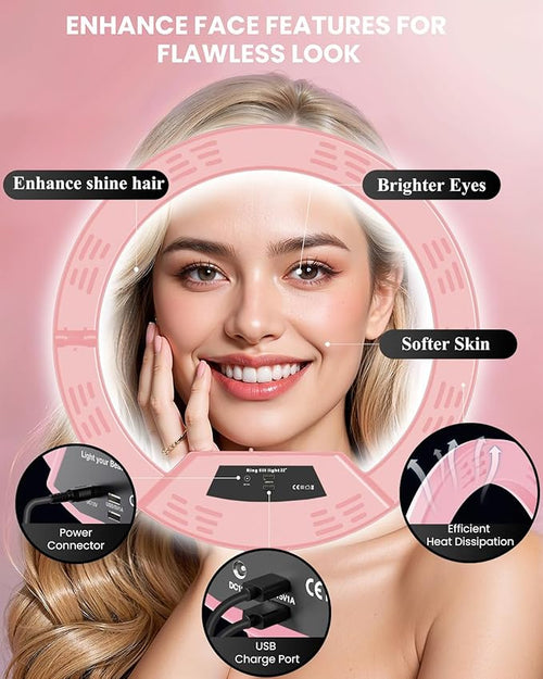 22" Ring Light with Stand: Touch Screen LED Display & 75" Tall Tripod,