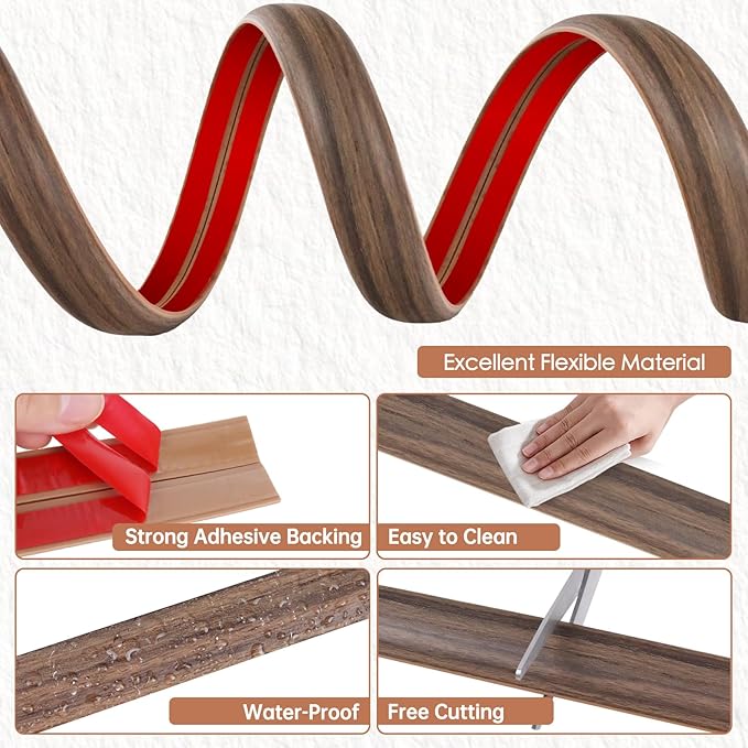 Floor Cord Cover for Wires on Floor Self Adhesive Cord Hider Floor Cable Management Wire Covers for Cords Protector Prevent Cable Trips Cord Cavity W 0.32" x H 0.32", Misty Brown Wood, 10Ft