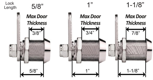 Admiral Locks Tubular Cam Lock, Keyed Alike Removable Key RV Compartment Storage Lock Cabinet Locks (Chrome Pack of 5, 5/8 Inch 90°)
