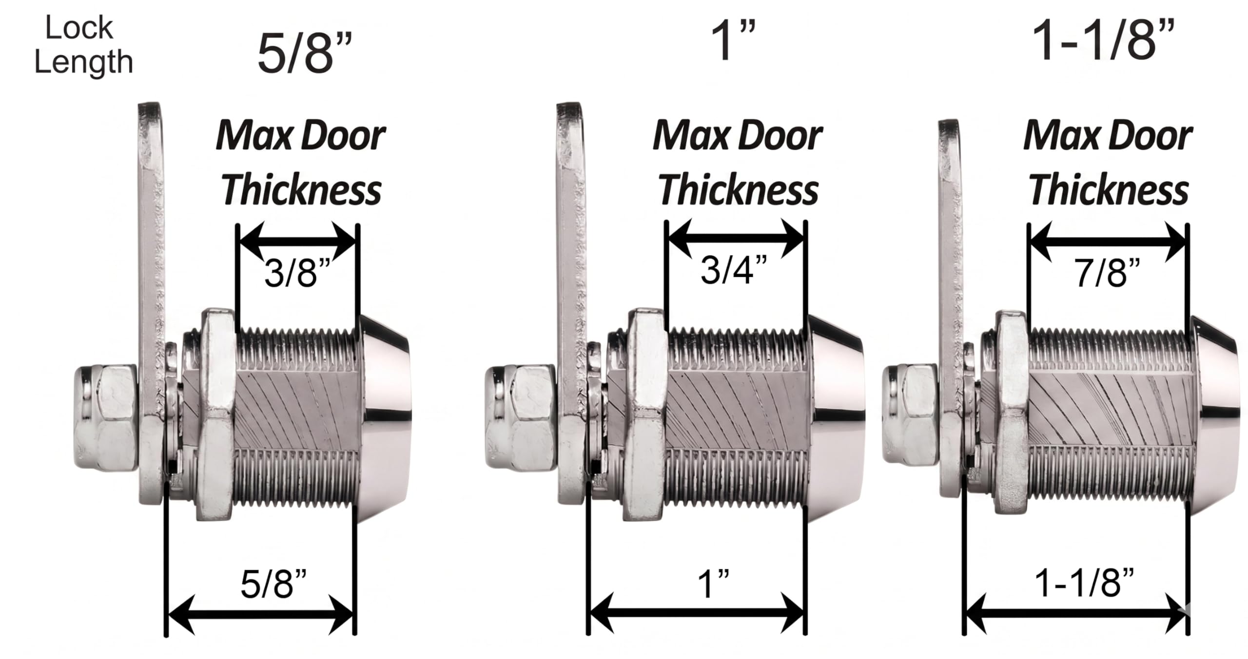 Admiral Locks Tubular Cam Lock, Keyed Alike Removable Key RV Compartment Storage Lock Cabinet Locks (Chrome Pack of 5, 5/8 Inch 180°)