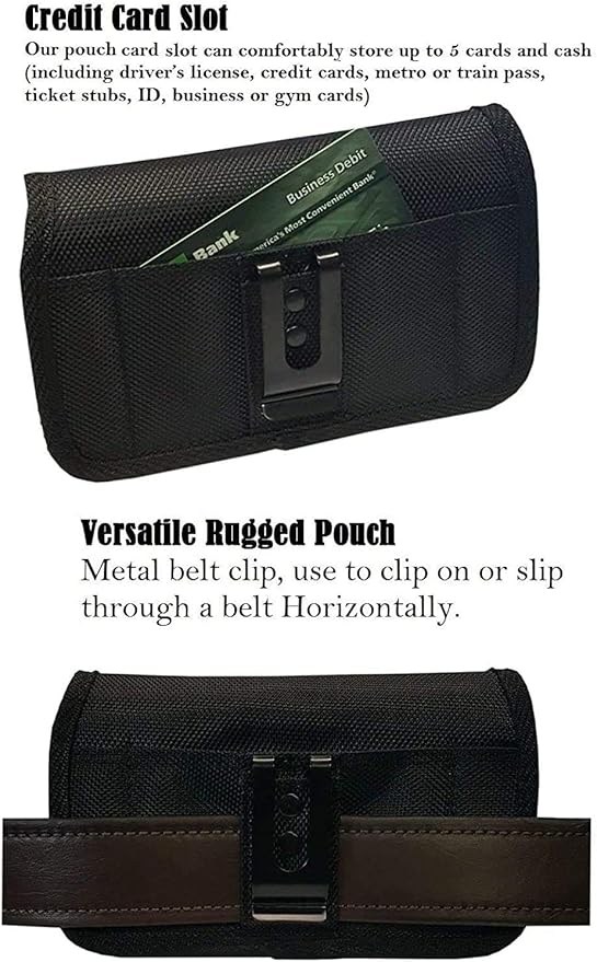 AH Military Grade Nylon Cell Phone Belt Holder for Men Horizontal Pouch Carrying Clip for [iPhone 6 6S 7 8 X XR XS 11 12] iPhone 11 Moto Droid x Holster PRO S8 S9 S7 S20 fits Otterbox or Thick Case