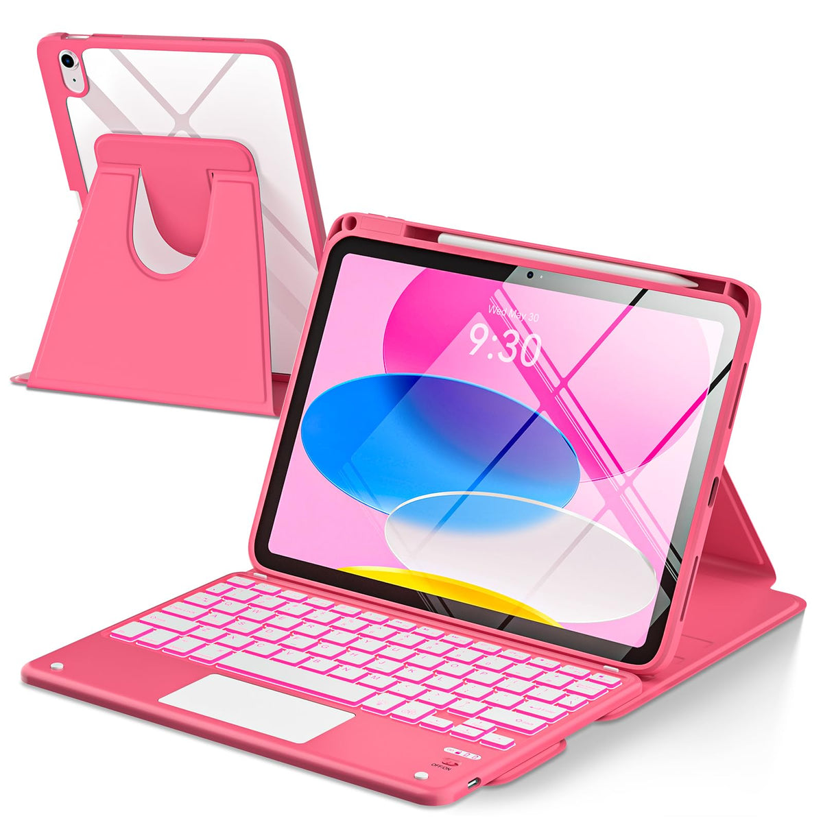 TaIYanG for iPad Keyboard Case A16 11th/10th Gen, 7 Color Backlit Keyboard