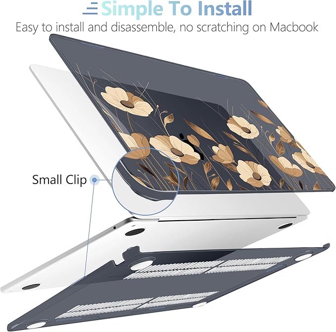 MEEgoodo Case for M4/M3/M2 MacBook Air 13.6 inch Case 2025 2024 2022, Fit Model A3240/A3113/A2681, Laptop Hard Shell with Keyboard Cover Compatible with MacBook Air 13 inch, A Bouquet Flowers