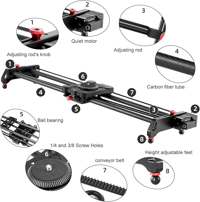 GVM Motorized Camera Slider, 48"/120CM Carbon Fiber Camera Slider with Time-Lapse Photography, Automatic Round Trip, Tracking Shooting and 120 Degree Panoramic Shooting, with Remote Controller