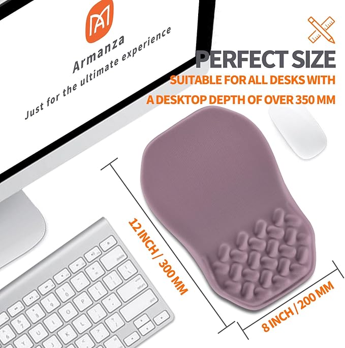 Ergonomic Slope Mouse Pad Wrist Support, Wrist Rest Mousepad for Carpal Tunnel Pain Relief with Massage Bulge and Slow Rebound Memory Foam (12x8 inch, Purple)