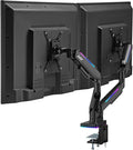 AVLT RGB Lights Dual 17”-43” Gaming Monitor Arm Desk Mount, Fits Two Flat/Curved/Ultrawide Screen up to 44lbs(20kg), Height Swivel Tilt Adjustable Stand - Black