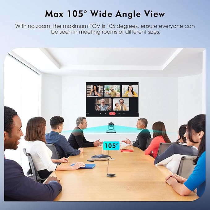 TOALLIN Wireless PTZ Conference Room Camera, 3X Optical Zoom Streaming Camera, 1080P Full HD Wireless Webcam for Video Conferencing/Live Streaming/Church Services Worship/Online Education