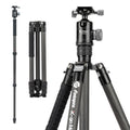Fotopro 68" Carbon Fiber Travel Tripod, Heavy Duty Camera Tripod with Ball Head, Detachable Monopod with Quick Release Plate and Bag, Load up to 12KG/26lbs