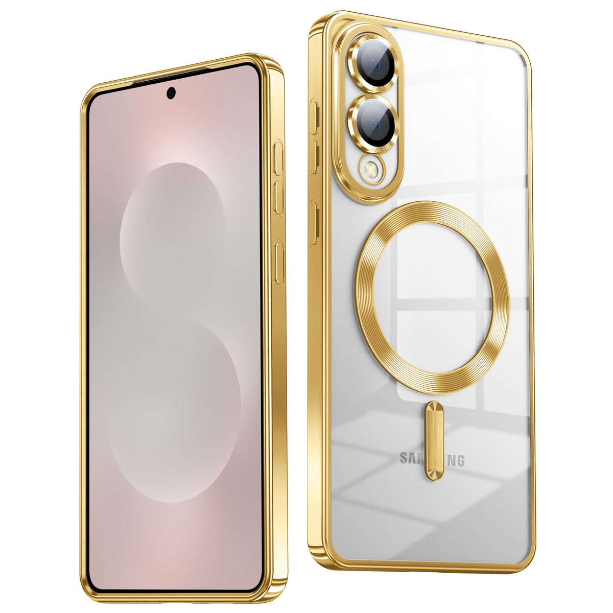 TOBOVON Slim Thin for Samsung Galaxy S25 Case 6.2'', Compatible with MagSafe, Built-in Camera Lens Protector, Shockproof Protective Phone Case, Soft Electroplated Clear Phone Cover, Black