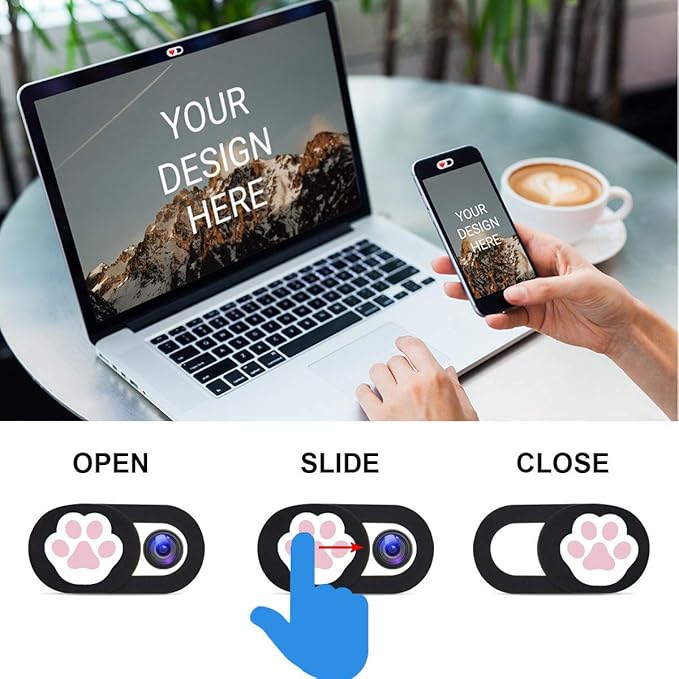 Webcam Cover Slide 6 Packs Ultra-Thin Camera Covers for Computer Laptop Desktop Smartphone to Protect Your Privacy and Security, Cute Dog Paw