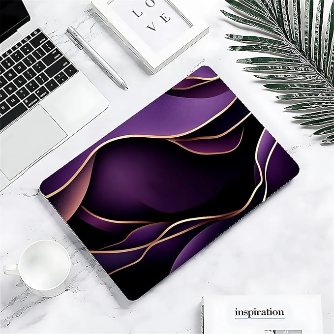 Compatible with MacBook Air 13.3 13.6 Inch Case 2022 2021 2020 2019 Plastic Hard Shell Case Cover,13.6 Air (A2681) M2 2022, Purple and Gold Color Line