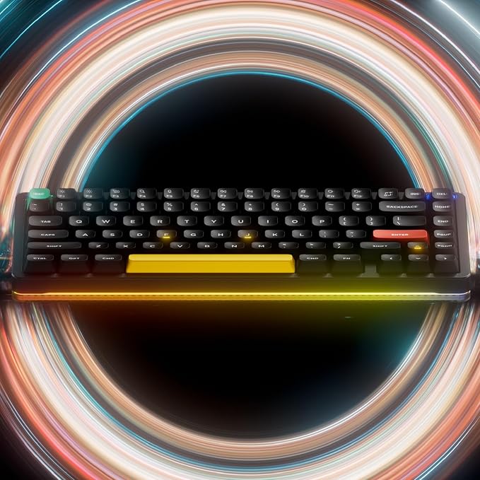 nuphy Halo75 V2 Mechancial Gaming Kyeboard,75% Wireless Hot Swappable Bluetooth Keyboard,83 Kyes RGB Backlit Keyboard,Support Bluetooth/2.4GHz/USB-C-Black Silent Red Clear-Top Switch