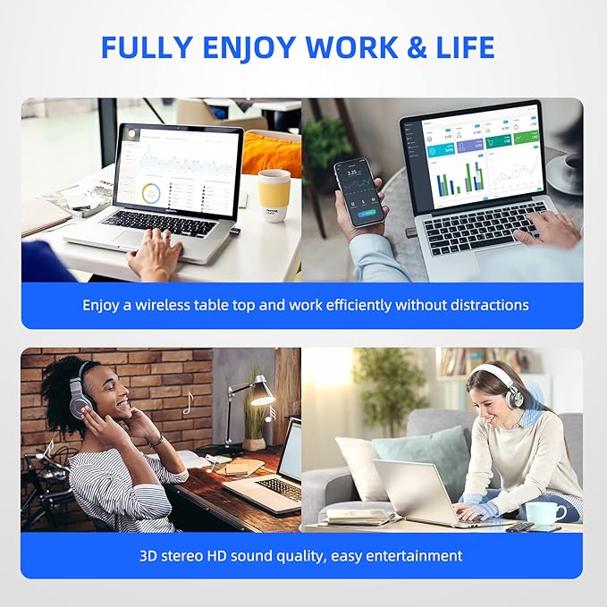 Smof USB Bluetooth Audio Adapter for PS5, PS4,Switch,Mac. Compatible Bone Conduction Headsets Wireless Audio Transmitter Dongle with aptX Low Latency Support, USB Bluetooth 5.2 Adapter