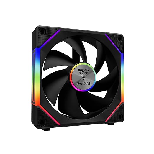 GAMDIAS 120mm ARGB PWM Case Fan, 2 Blades in 1 Fan Pack (Standard & Reverse Blades), Sync with RGB Motherboards, Easy Installation & Cable Management w/Cabless Daisy Chain Design