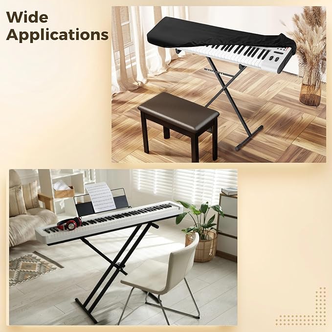 Piano Keyboard Dust Cover, 88 Key Electronic Piano Dust Cover, Waterproof Shield, Oxford Cloth, Ideal for Home and Studio, Black
