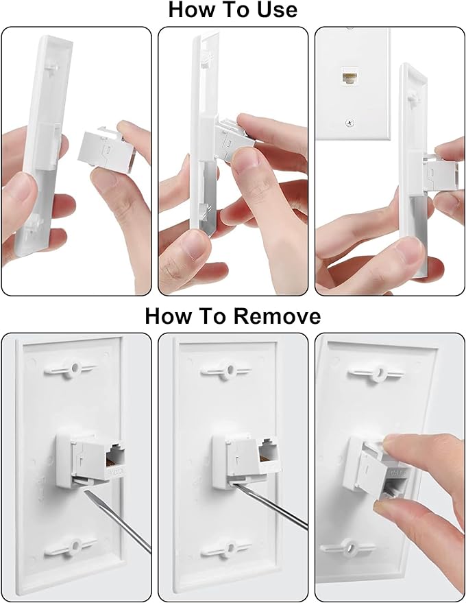 HDMI Wall Plate, 2 Port 4K HDMI Keystone Female to Female Wall Plate-White