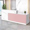 Reception Desk with Counter Modern Checkout Counter with Lockable Drawer Keyboard Tray Receptionist Desk for Office Salon Reception Table P Right 79inch/200cm