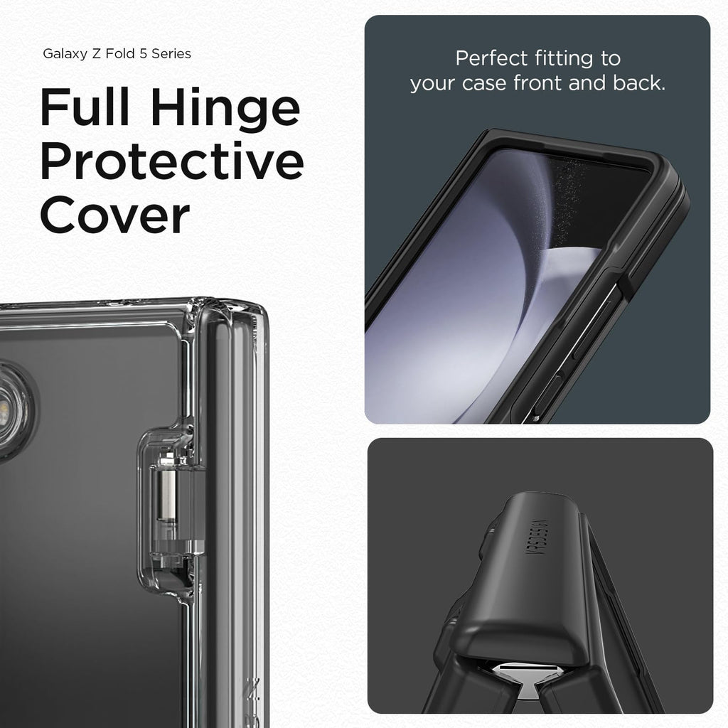 VRS DESIGN Phone Case for Galaxy Z Fold 5 5G (2023) [Terra Guard Modern], Premium Modern Neat Style Case [Anti Scratch Spring-Loaded Hinge Protection] with Screen Protector (Matte Black/Renewed)