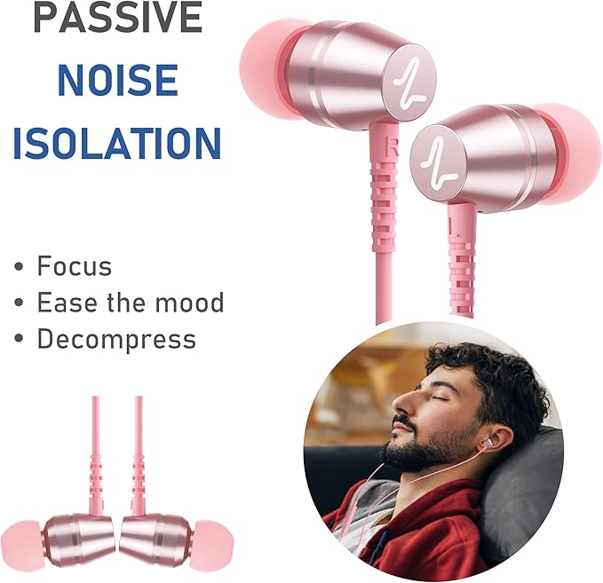 LUDOS OMNITONE USB C Headphones for iPhone 16 15 Pro Max Plus iPad Pro, 5 Years Warranty, USB-C Earbuds for Samsung Galaxy S24 S23 Ultra S22 S21 FE S20 A55 A54 A53, USB Type C Earphones - Pink