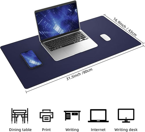 AFIING Desk Mat, Blue, 31.5" x 17", Cork Desk Pad Protector