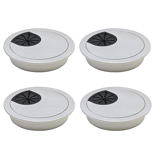 Desk Grommet 3-1/8" (80 mm), Desk Cord Hole Cover, Cable Grommet ABS Plastic, Desk Hole Grommet for Office and Home Table Cable, Detachable Cable Cord Organizer (Silver Sand 4 Pcs)