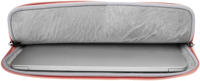 RAINYEAR 13 Inch Laptop Sleeve PU Suede Leather Case Water Resistant Cover Carrying Bag Compatible with 13.3" MacBook Air/Pro A3113 A3240 A2338 A2681 A2337 A2159 A2179 A2251 A2289(Coral)