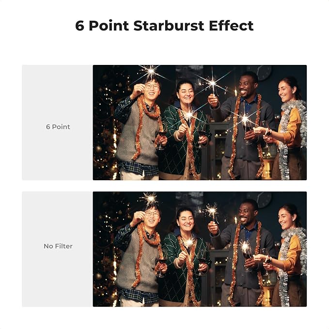 K&F CONCEPT 58mm Star Filters Kit (3pcs) 4 Points 6 Points 8 Points Cross Screen Starburst Filters Set -18 Layer Coating Ultra Slim Optical Glass Camera Lens Filter with 3 Cleaning Cloth