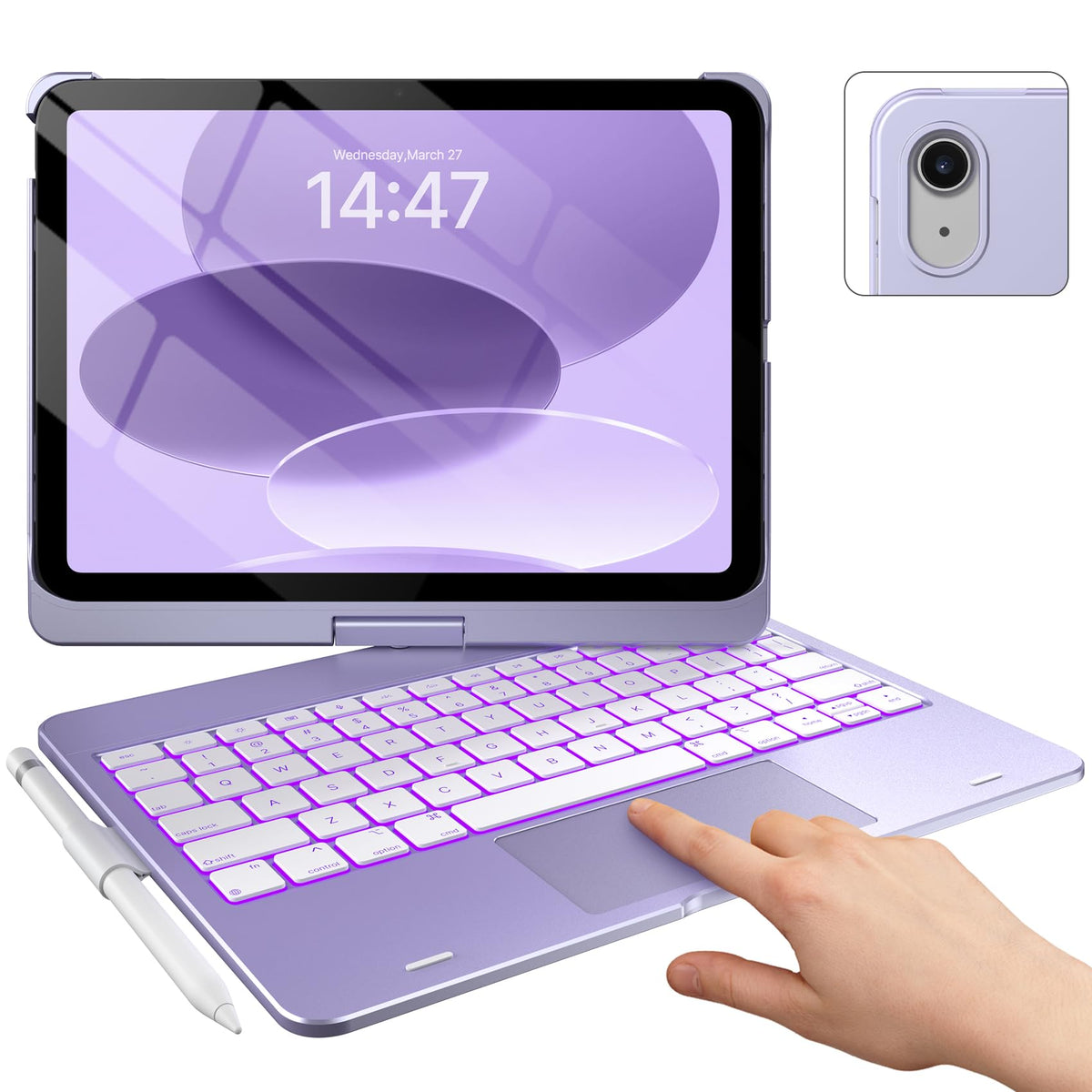 typecase Touch iPad A16 11th/10th Gen Case with Keyboard, 360° Rotating