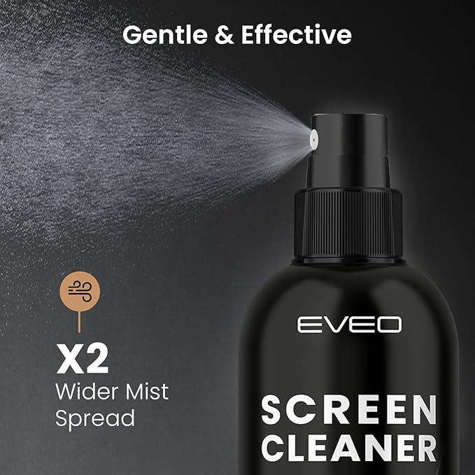 Screen Cleaner Spray - TV Screen Cleaner Spray and Microfiber Cloth kit, Computer Screen Cleaner & Car Screen Cleaner for TV, Monitor, Laptop, MacBook, iPad, iPhone and Electronic Devices - 2 Pack