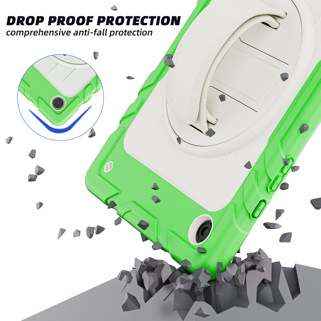 Stweap for Samsung Galaxy Tablet A8 Case 10.5 inch 2022 SM-X200/X205/X207 with Screen Protector [360 Rotating Stand] &Hand Shoulder Strap Shockproof Rugged Protective Cover|Green&Beige