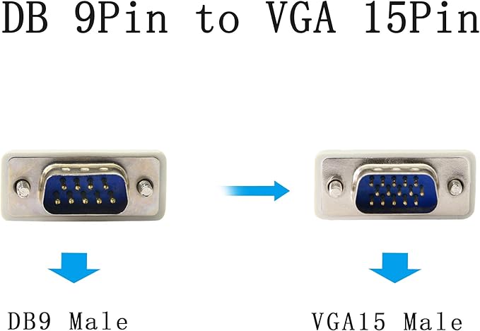 PNGKNYOCN 4.5 Feet DB 9 Pin Male to VGA 15 Pin Male Adapter Cable, RS232 to VGA Conversion Cable， for Computer,Printers, Scanners
