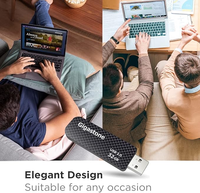 GIGASTONE V30 32GB USB 2.0 Flash Drive, Retractable Sliding Design Pen Drive, Carbon Fiber Style Thumb Drive, Reliable Performance & Durable