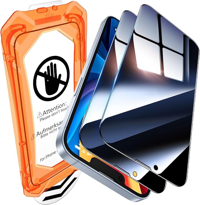 UniqueMe for iPhone 13/13 Pro / 14 Privacy Screen Protector - [Military Grade Shatterproof & 9H+ Hardness] Screen Protector 14 Tempered Glass Full Coverage Protection, Easy to install, 2 Packs