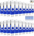 USB 1GB Bulk Flash Drives 20 Pack, EASTBULL USB 2.0 Swivel Thumb Drives Gig Flash Drives Pack Metal Memory Stick for Storage (Blue)