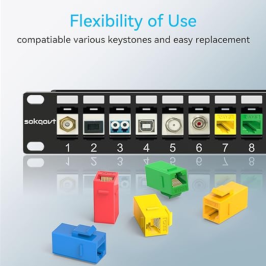 12 Port Mini Blank Keystone Patch Panel With Snap-in Design (4 Pack), Cat6 Network 1U 10 Inch Rack Mount Ethernet (for Slim Keystone Only)