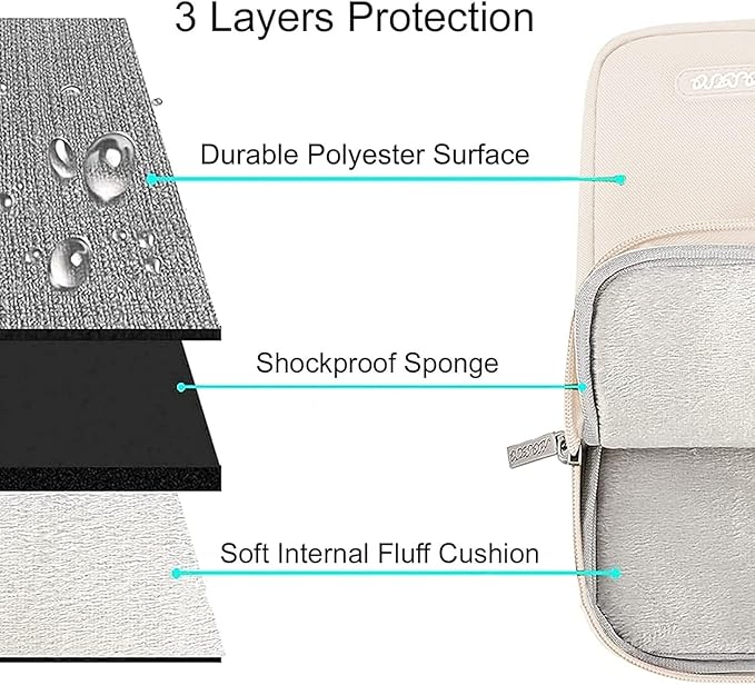 MOSISO Laptop Case 14 inch, 14 inch Laptop Sleeve Compatible with HP Lenovo Dell ASUS Acer, HP Stream, Dell Latitude, Lenovo IdeaPad, Polyester Vertical Computer Sleeve Bag with Pocket, Sand