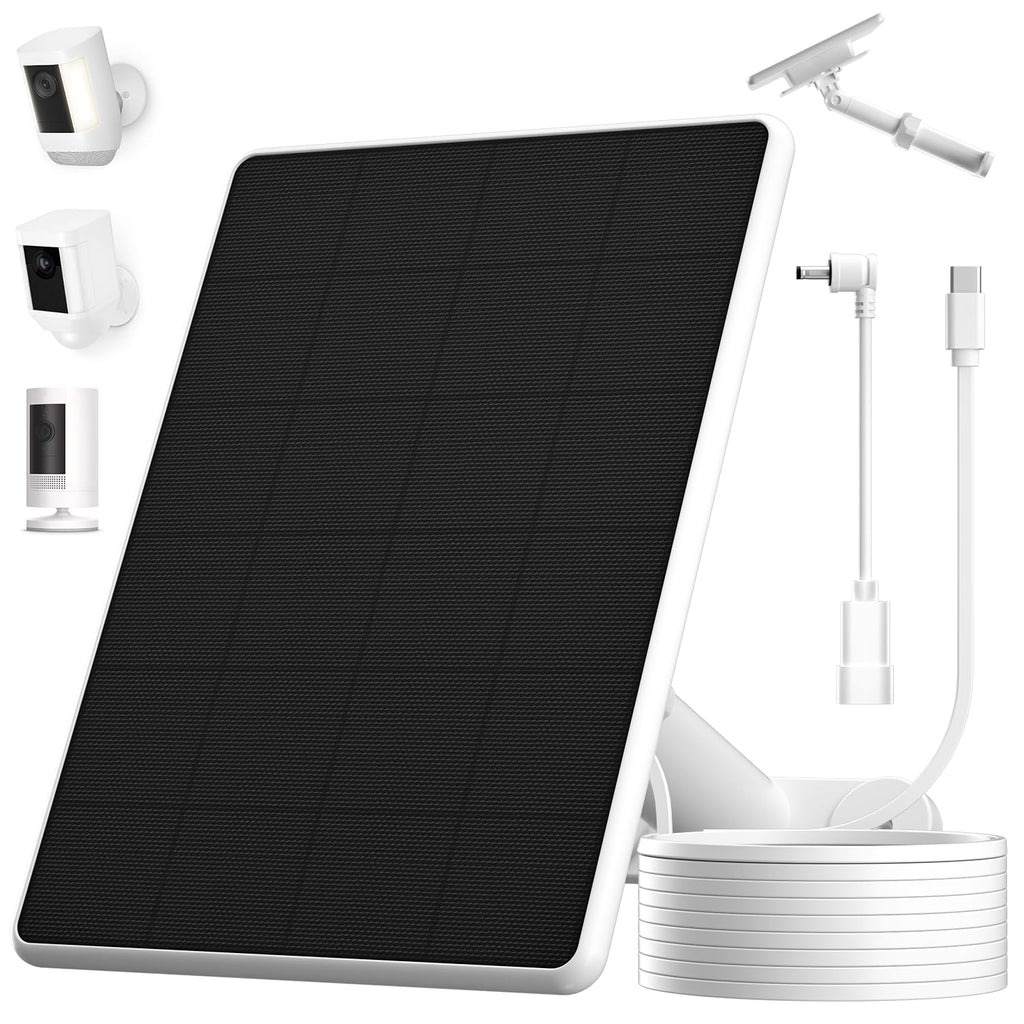 6W Solar Panel for Ring Spotlight Cam Battery & Stick Up Cam Battery, High-Efficiency Solar Charger with 360° Adjustable Retractable Bracket & 10ft Cable