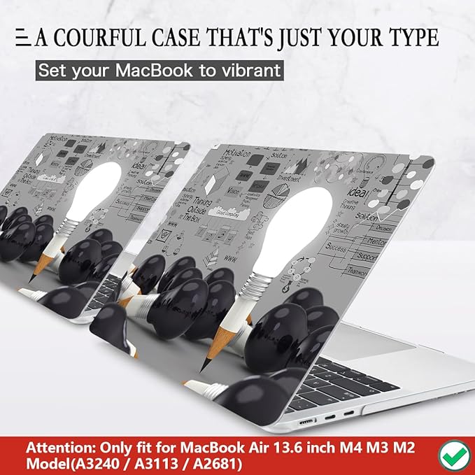 CISSOOK Creative Bulb Hard Shell Case for MacBook Air 13.6 inch M3 A3113 A2681 M2 2025 2024 2022 Release, Plastic Hard Shell Cover with Keyboard Cover for MacBook Air 13.6 M2 M3 2022-2025