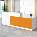 Reception Desk with Counter Modern Checkout Counter with Lockable Drawer Keyboard Tray Receptionist Desk for Office Salon Reception Table U Right 71inch/180cm