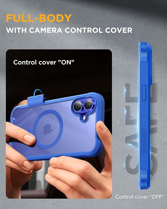Miracase Magnetic for iPhone 16 Plus Case Full-Body Phone with Built-in Glass Screen Protector, [Compatible with MagSafe] Military Drop Proof 16 Plus Cover Bumper 6.7 inch, Blue