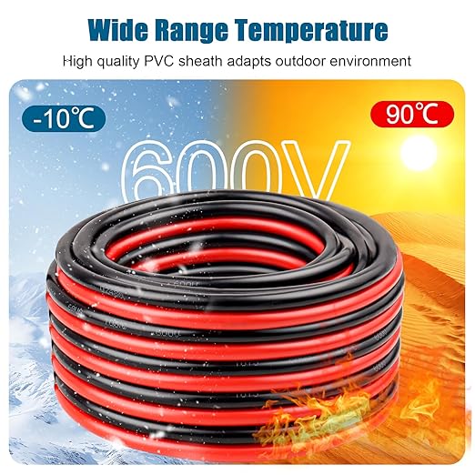 6 Gauge Wire 2 Conductors Copper Wire, 6 AWG Battery Cable Oxygen Free Copper Wire for Solar Panel, Automotive, Trailer, RV and Speaker (6 Gauge 50FT)