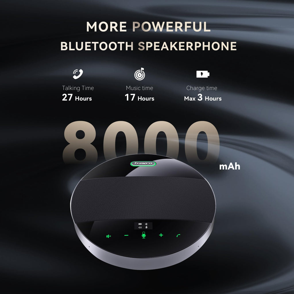 Tenveo MagiCall-EX Bluetooth Conference Speakerphone, Daisy Chain/Use Alone up to 30 attendees, Bluetooth/Wireless/USB Microphone, 360°Voice Pickup Noise Cancelling for Conference Call Large Meeting