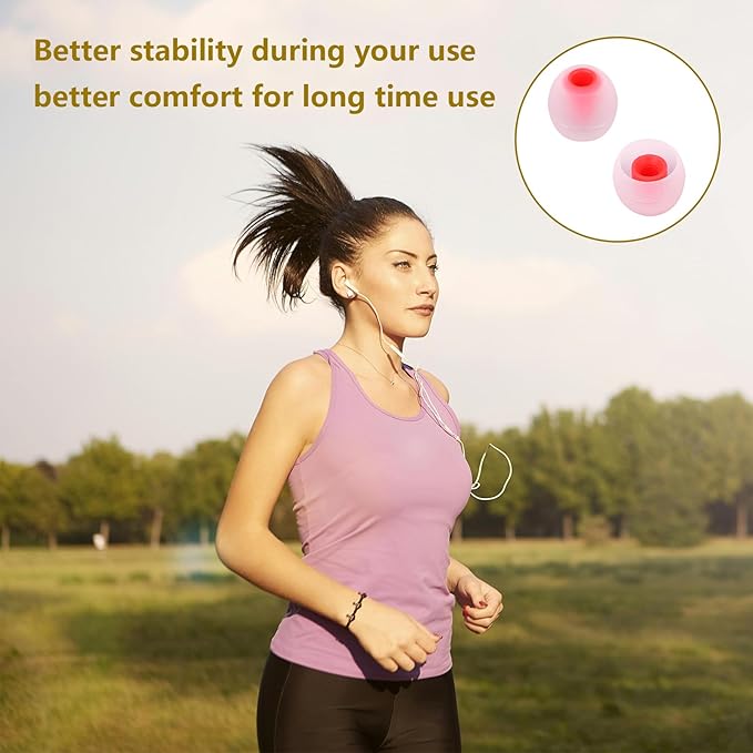 Earbud Replacement Tips Silicone Earbud Tips Earbud Covers Fit for in-Ear Headphones (Inner Hole 3.8mm -5.1mm) Eartips Earbud Rubber Tips 9 Pairs S/M/L, transparent/Red