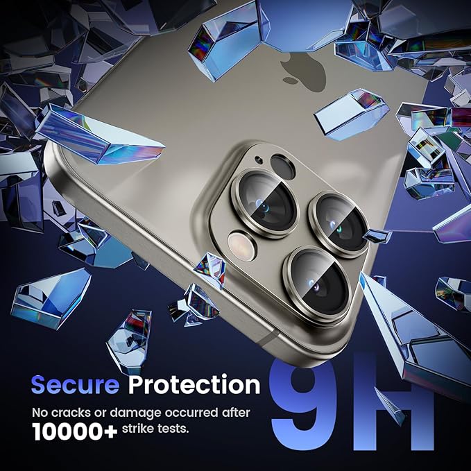 Tensea for iPhone 16 Pro/iPhone 16 Pro Max/iPhone 15 Pro/iPhone 15 Pro Max Camera Lens Protector, Metal Aluminum Alloy Tempered Glass Cover Camera Screen Protector Accessories, Case Friendly