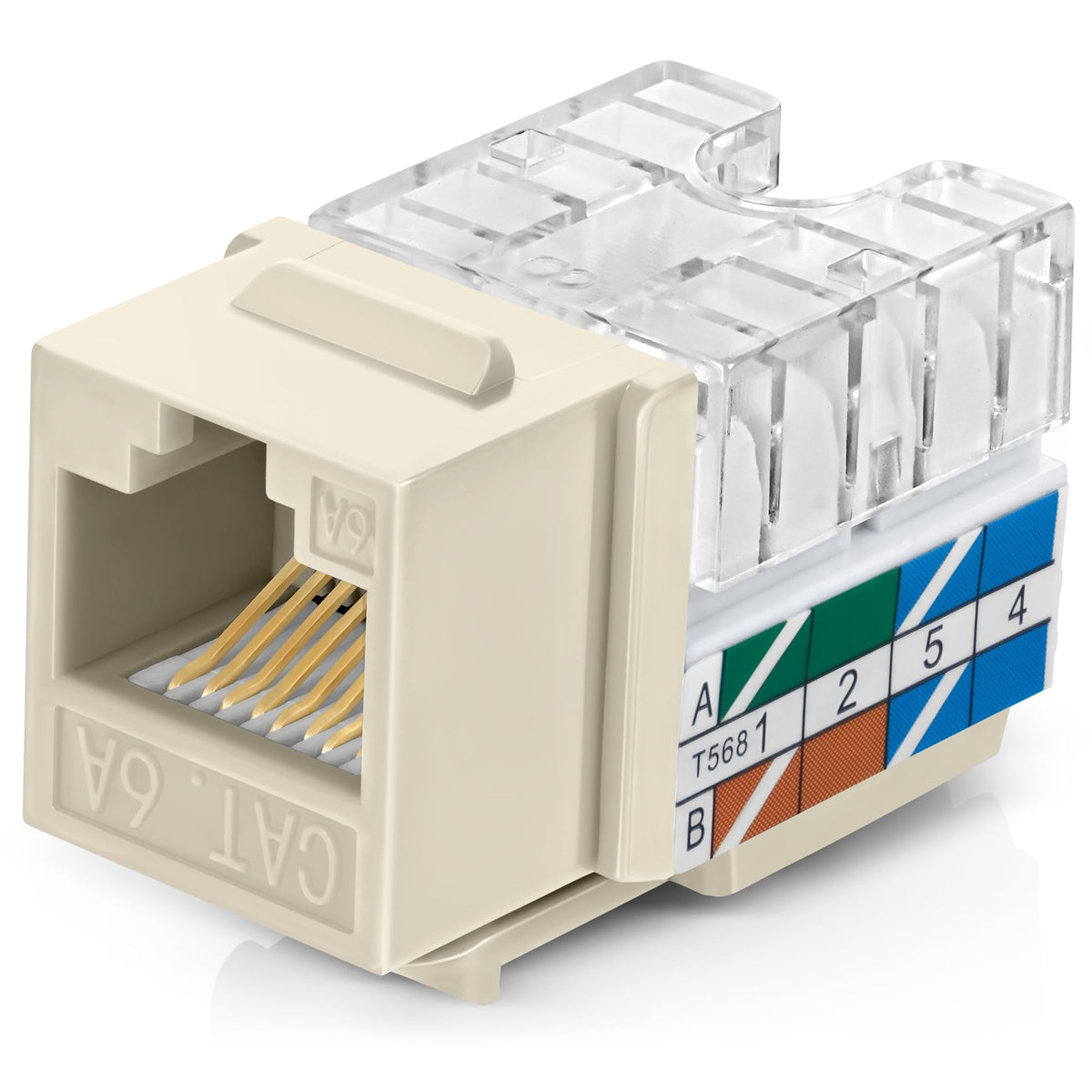 Everest 90 Degree RJ45 Cat6A Keystone Jacks Slim Profile 20-Pack Yellow