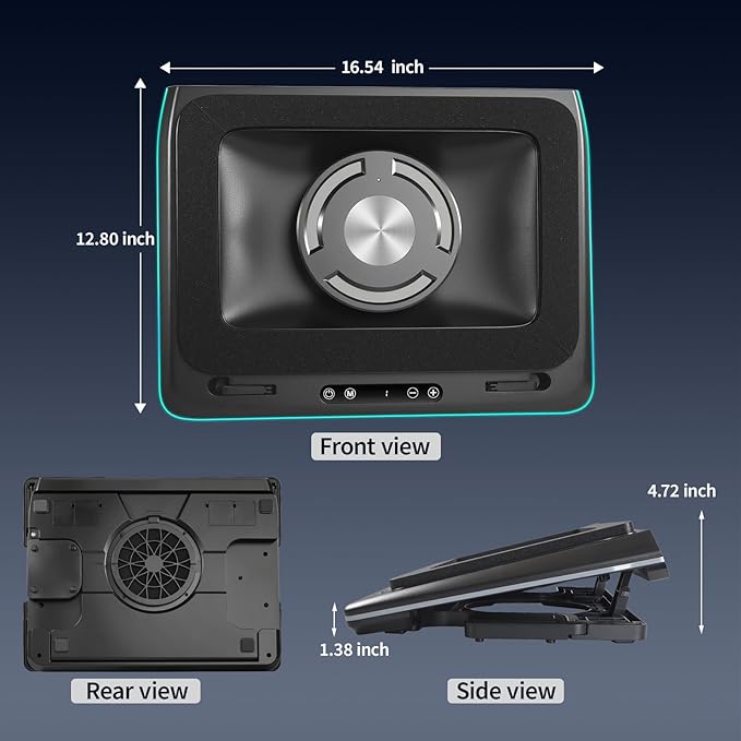 IMMOENUC- Compressed Air Laptop Cooling Pad with Wireless Charging RGB Laptop Cooler Stand with Powerful External Turbo Cooling Fan Compatible with 14-inch and Above MacBook/Dell/HP/Lenovo Laptops