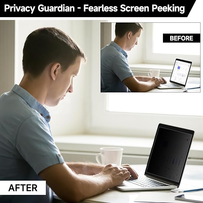14 Inch 16:9 Laptop Privacy Screen Filter, Anti Blue Light Glare & Anti Scratch Computer Privacy Shield for 14" with 1920x1080 Aspect Ratio Laptop