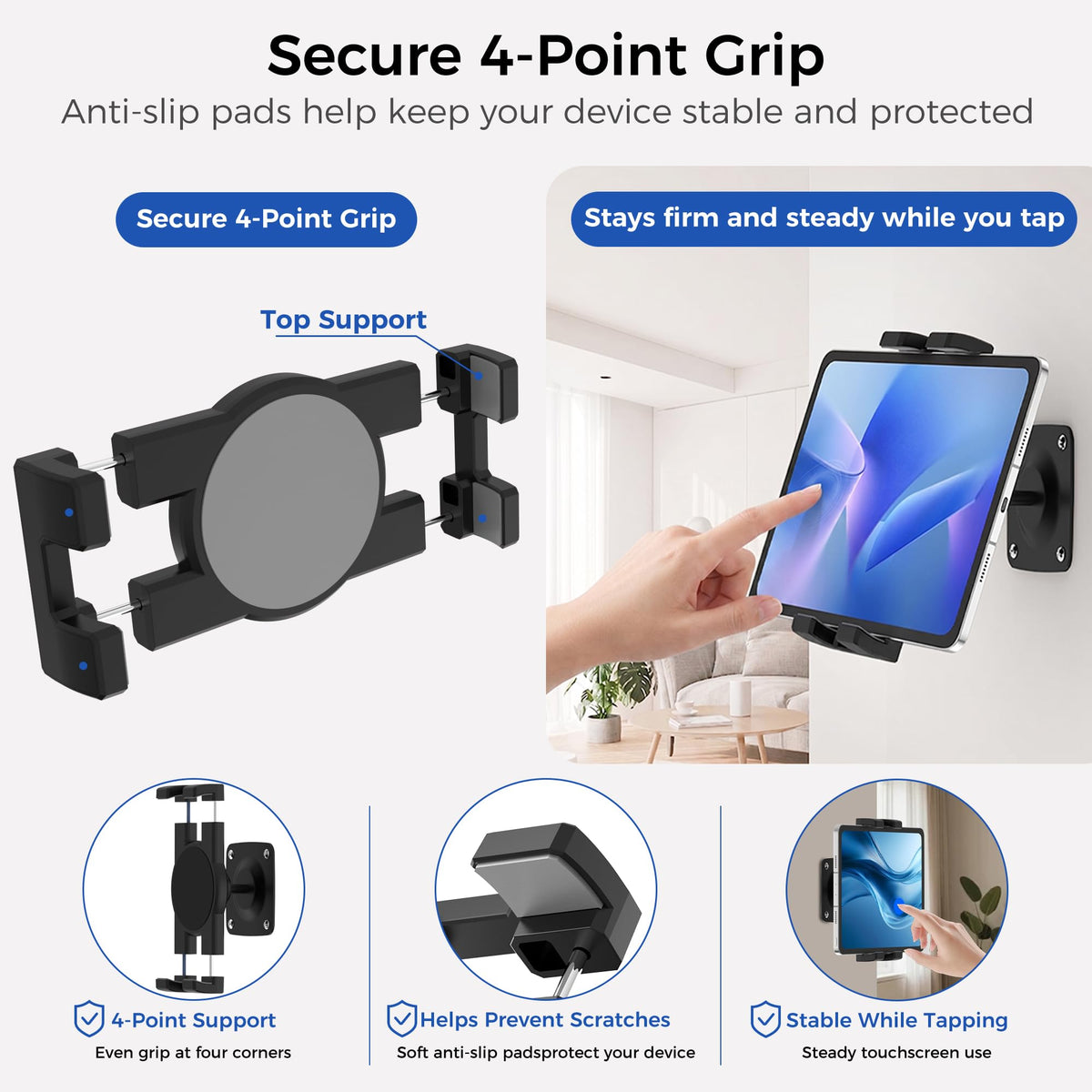 Keuvirya iPad Wall Mount, Universal 360° Rotating Tablet Wall Mount Holder